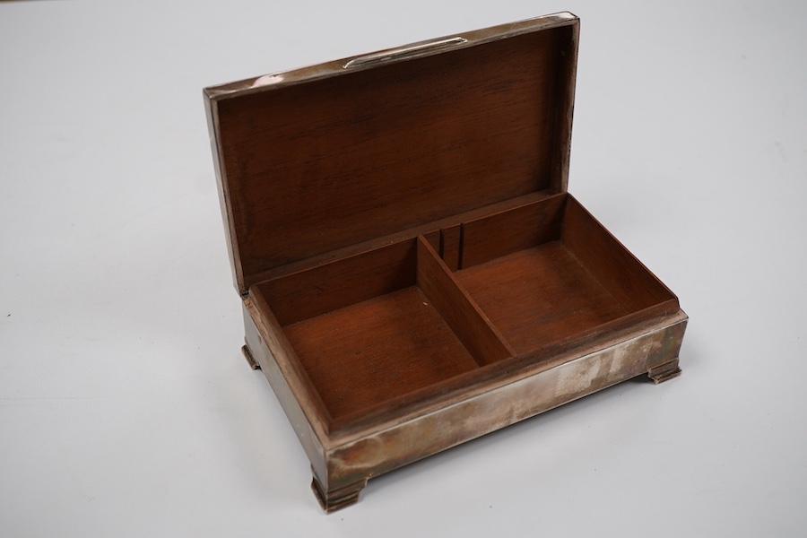 An Elizabeth II part engine turned silver rectangular cigarette case, by S.R. Rose & Son, London, 1955, with engraved initials, 15cm.